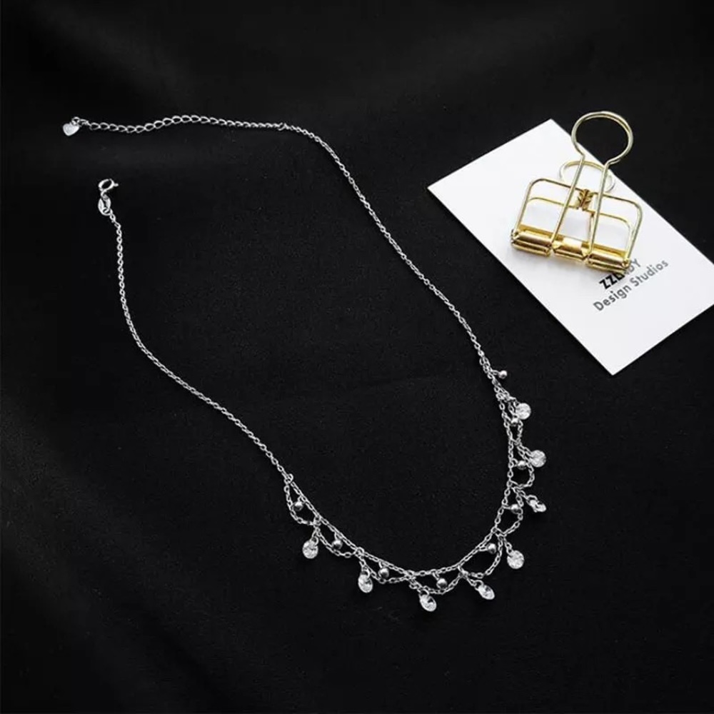 NEW Silver Waterdrop Zircon Choker Necklace - Picture 4 of 7